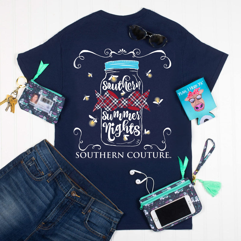 Southern Couture SC Classic Summer Nights Fireflies Womens Classic Fit T-Shirt - Navy
