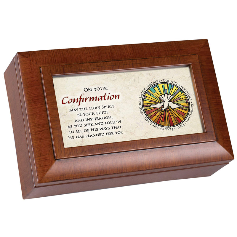 Confirmation Holy Spirit Woodgrain Music Box Plays How Great Thou Art