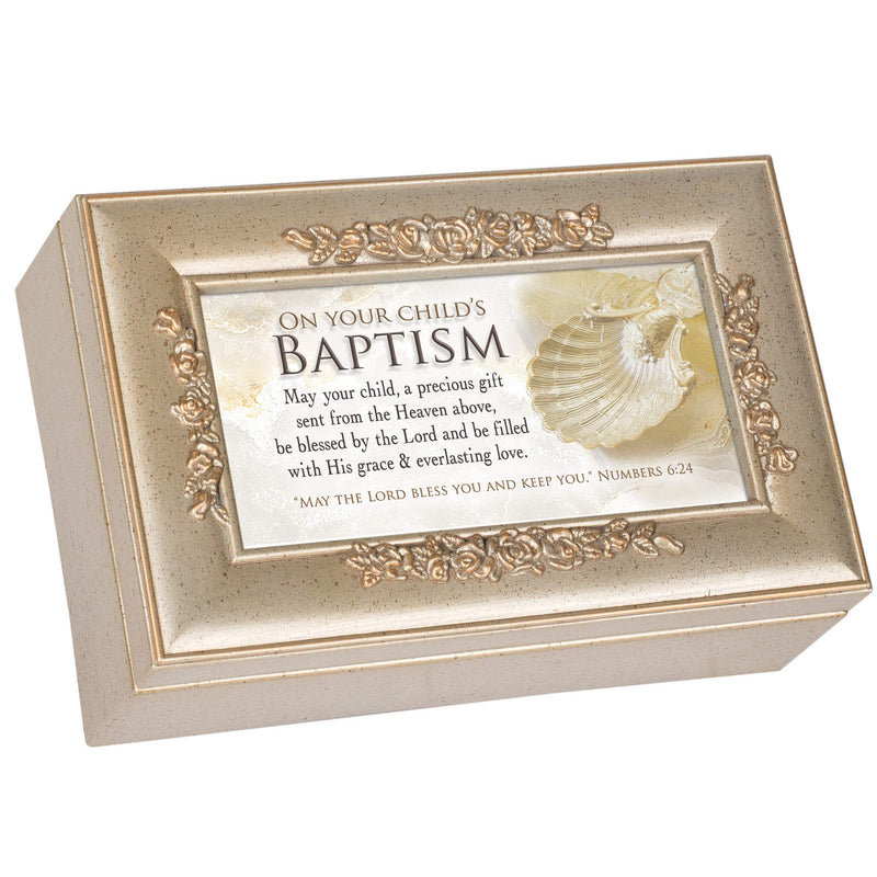 On Your Childs Baptism Petite Rose Music Box Plays Amazing Grace