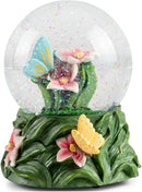 Butterflies on Lilies Figurine 100MM Water Globe Plays Tune English Country Garden