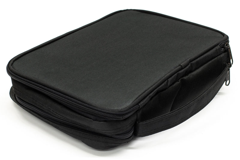 Black Reinforced Canvas Bible Cover Case with Handle and Stationary, X-Large