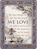 People Love Places And Memories Jeweled Pewter Colored 5 x 7 Easel Back Photo Frame