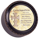 Confirmation Life Be Filled Black Rope Trim Petite Round Keepsake Box