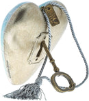 DEMDACO Dogs Leave Paw Prints On Your Heart Rainbow Sky Blue 4 x 3 Heart Shaped Resin Keepsake Art Hearts Decoration with Key and Tassel