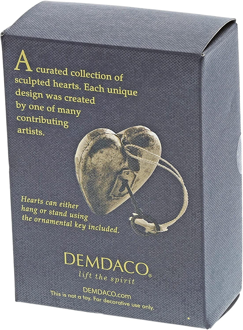 DEMDACO Family Lifes Greatest Gift Blue Damask 4 x 3 Heart Shaped Resin Keepsake Art Hearts Decoration with Key and Tassel