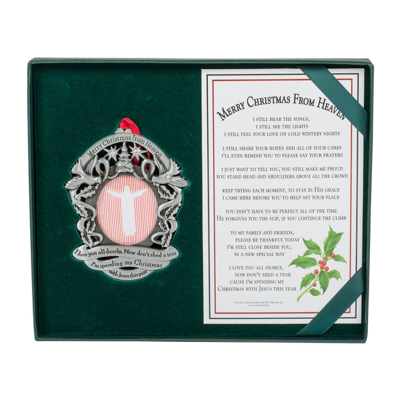 Merry Christmas from Heaven Remembrance Picture Keepsake Ornament with Poem in Gift Box