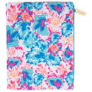 Peony Sorbet Floral Blue 9.5 x 7 Canvas Fabric Pocket Journal Notebook