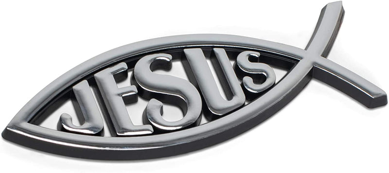 Dicksons Jesus Fish Cross Silver Color Weatherproof Guaranteed Auto Emblem