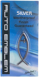 Harbor House Small Silver Christian Cross Fish Auto Emblem