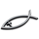 Harbor House Small Silver Christian Cross Fish Auto Emblem