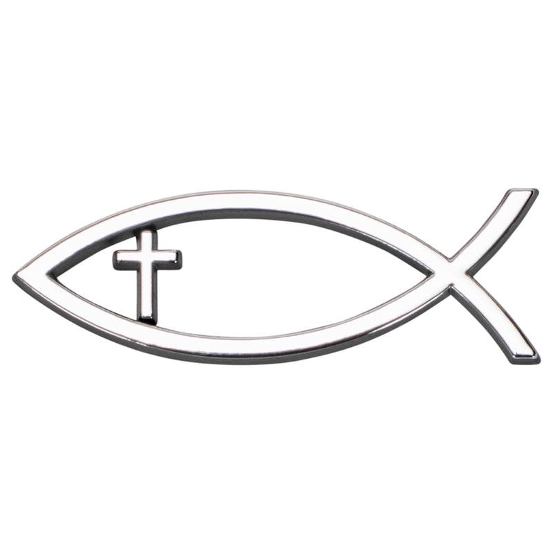 Harbor House Small Silver Christian Cross Fish Auto Emblem