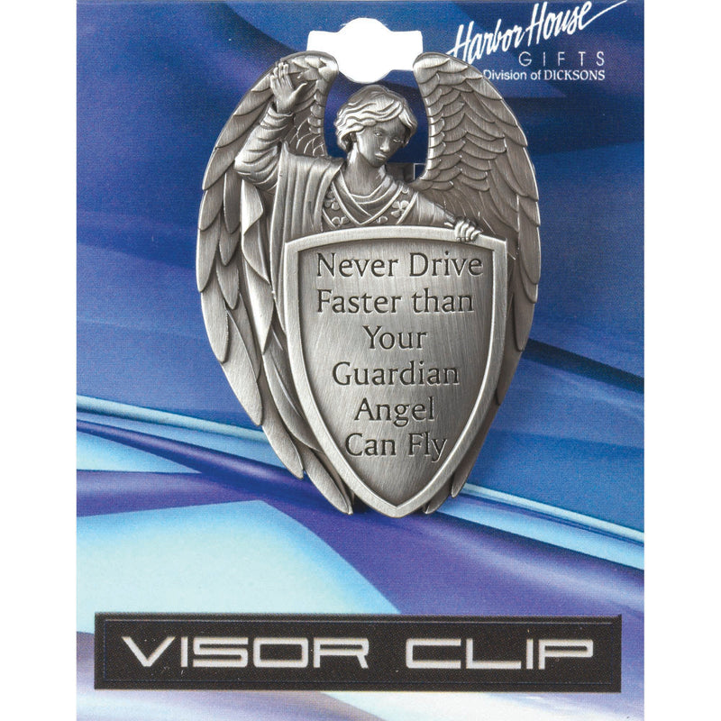 Dicksons Male Guardian Angel Silver Tone 2.5 Inch Zinc Alloy Metal Auto Visor Clip