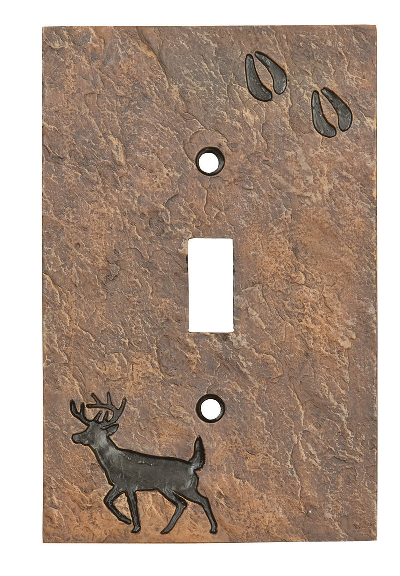 DEMDACO Deer with Tracks Rustic Hand-Cast Single Switch Plate Cover
