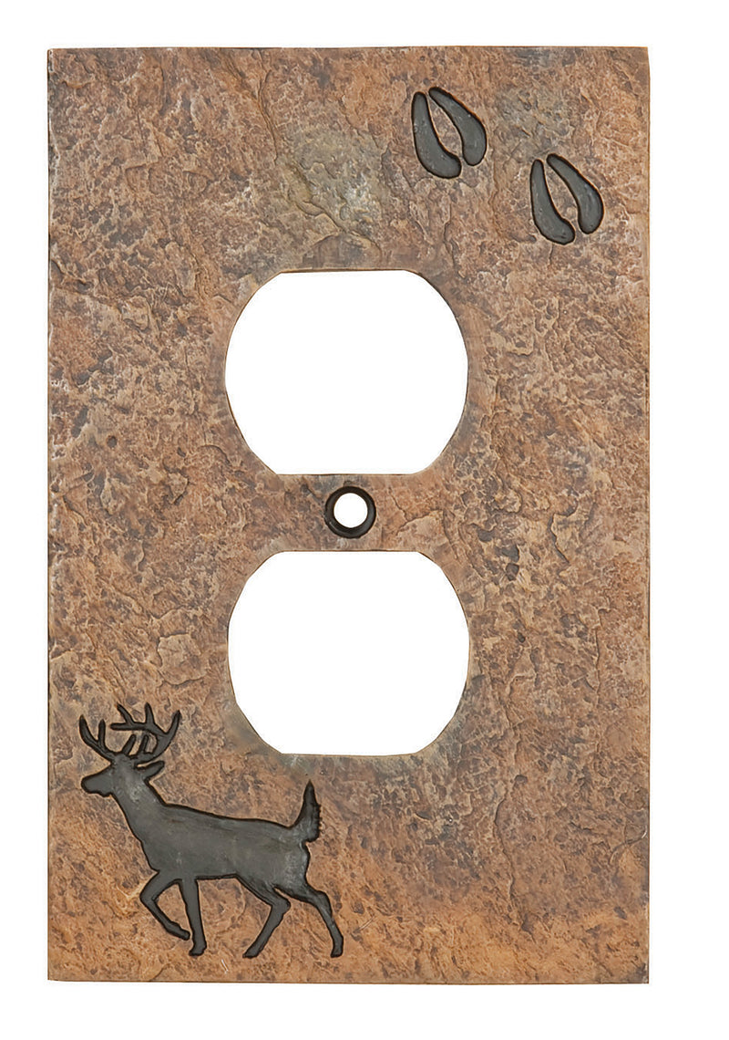 Demdaco Deer with Tracks Rustic Hand-Cast Single Outlet Cover