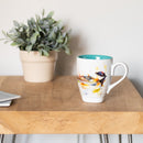 Chickadee Watercolor Blue On White 12 Ounce Glossy Stoneware Mug With Handle