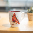 Dean Crouser Cardinal Watercolor Red On White 16 Ounce Glossy Stoneware Mug With Handle