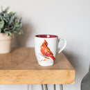 Dean Crouser Cardinal Watercolor Red On White 16 Ounce Glossy Stoneware Mug With Handle