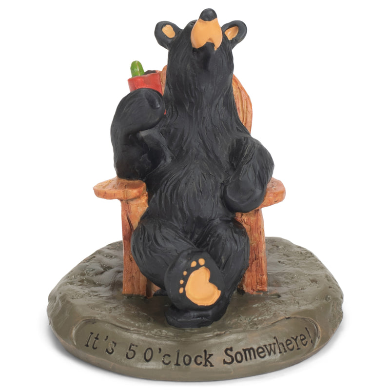 DEMDACO 5 OClock Somewhere Black Bear 3 x 3 Hand-cast Resin Figurine Sculpture