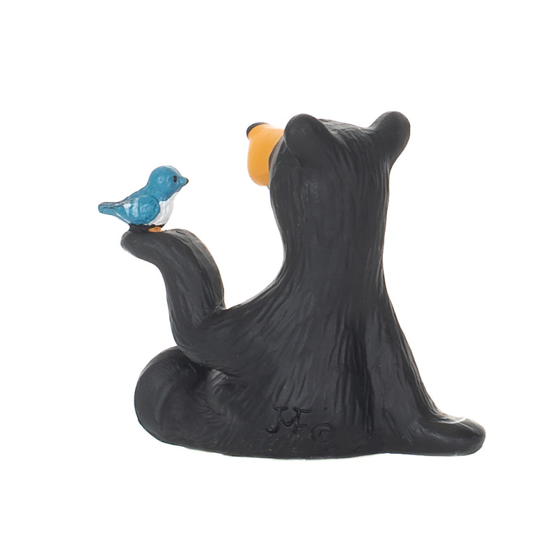 Minnie Bear With Bird Mini Midnight Black 3 x 2 Resin Stone Collectible Figurine