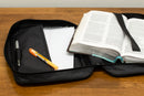 Blue and Gray Reinforced Polyester Bible Cover Case with Handle, Large