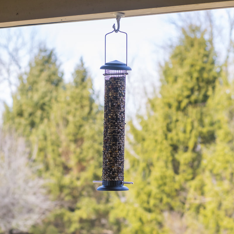 15 inch Matte Black Weather Resistant 1 Lb. Metal Mesh Outdoor Hanging Nut Bird Feeder