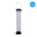 Front view of Hanging Matte Black Weather Resistant 1 Lb. Metal Mesh Nut Bird Feeder