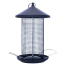 Front view of Matte Black Heavy Duty Mesh Metal 3 Lb. Secure Cap Cover Nut Bird Feeder