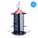 Front view of Copper Finish Heavy Duty Mesh Metal 3 Lb. Dual Nut and Seed Bird Feeder