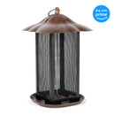 Front view of Hanging Cherry Woodgrain Finish Heavy Duty Mesh Metal 3 Lb. Bird Feeder