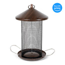 Front view of Hanging Cherry Woodgrain Finish Heavy Duty Mesh Metal 3 Lb. Bird Feeder