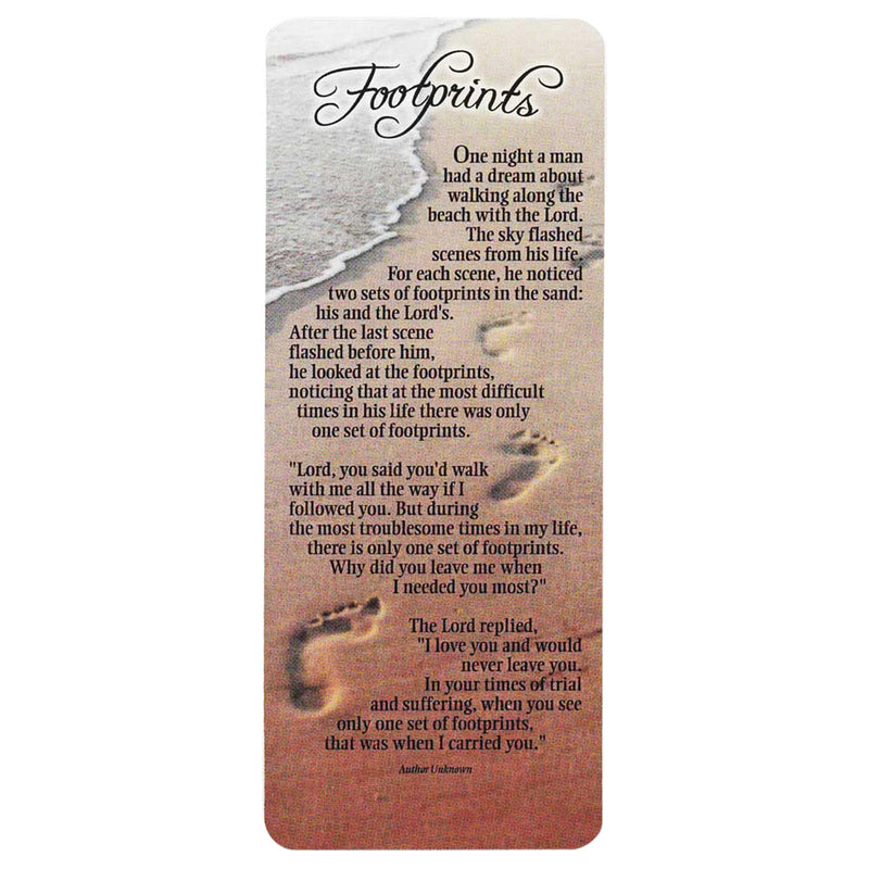 Footprints Inspirational Poem Sandy Waves Cardstock Bookmarks, Pack of 12
