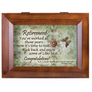 Top down view of Retirement Kick Back Enjoy Congratulations Woodgrain Digital Keepsake Music Box