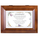 Top down view of Granddaughter Proud of You Woodgrain Digital Keepsake Music Box