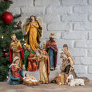 Dicksons Sunshine Yellow Goldtone Nativity 6.5 inch Resin Decorative Figurine, 11 Piece Set