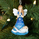 Dicksons Nativity Angel and Baby Jesus Sky Blue 4 inch Resin Stone Christmas Ornament