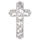 Dicksons Nativity Scene Cross Brushed Silver Tone 7 x 12 Resin Stone Christmas Wall Sign Plaque