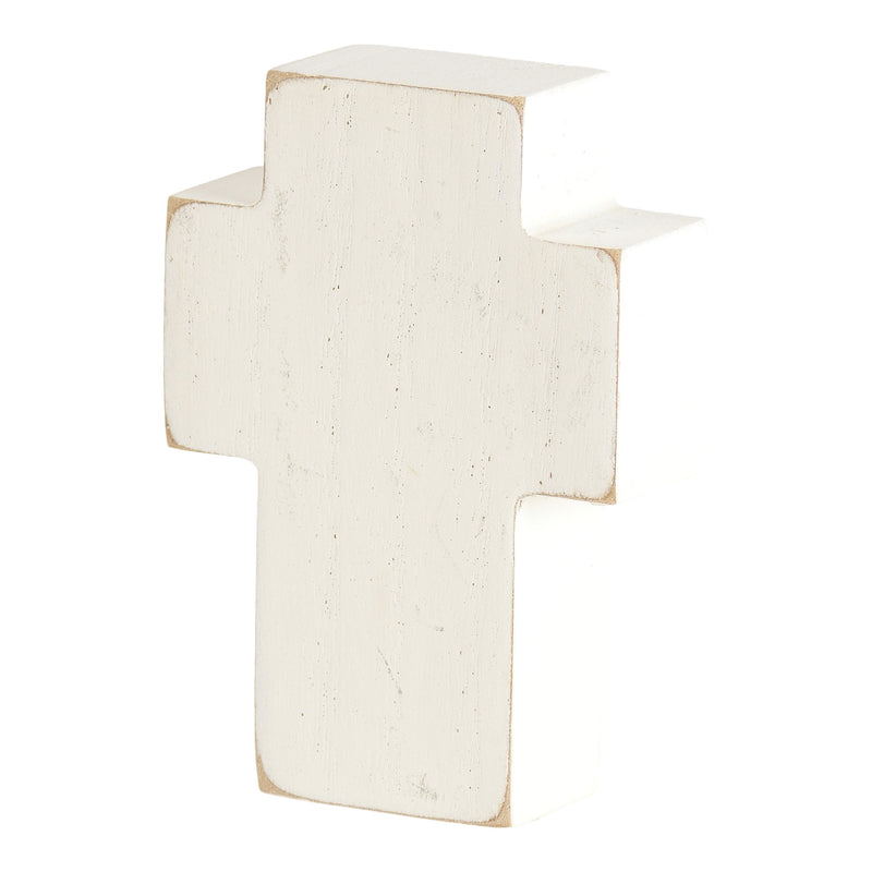Dicksons Whitewash Nativity Story 4 x 2.75 MDF Decorative Tabletop Block Cross