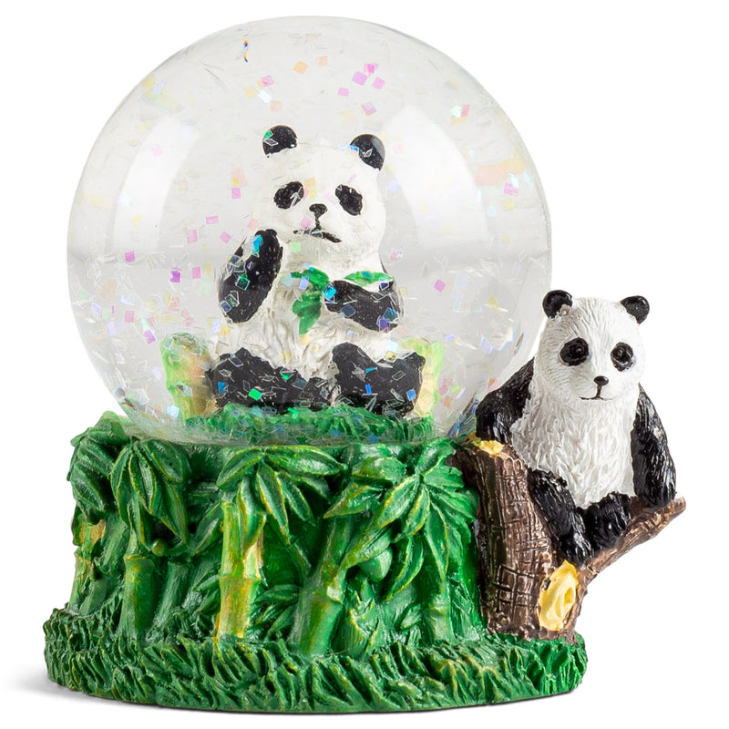 Front view of Bamboo Panda Miniature Snow Globe Figurine