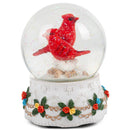 Mr. & Mrs. Red Cardinal Figurine 100MM Water Globe Plays Tune Wish You A Merry Christmas