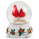 Mr. & Mrs. Red Cardinal Figurine 100MM Water Globe Plays Tune Wish You A Merry Christmas