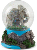 Wandering Elephant Family Figurine 100MM Water Globe Plays Tune Beautiful Dreamer