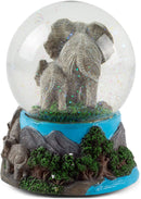 Wandering Elephant Family Figurine 100MM Water Globe Plays Tune Beautiful Dreamer