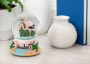 Pink Flamingos 100MM Music Water Globe Plays Tune Born Free