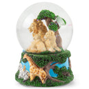 Lions Zebras Elephants and Giraffes 100MM Music Water Globe Plays Tune Born Free
