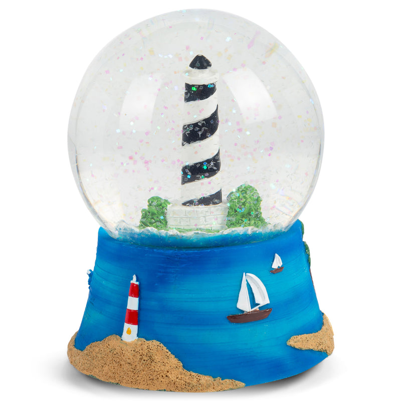 Nautical Lighthouse Figurine 100MM Water Globe Plays Tune by The Beautiful Sea