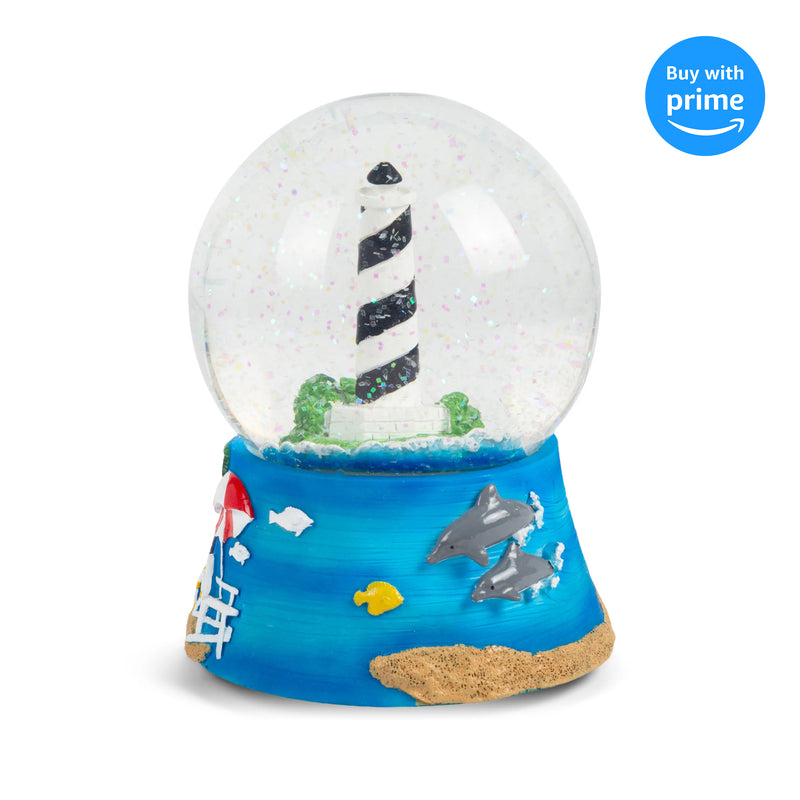 Front view of Nautical Lighthouse Figurine Muscial Snow Globe