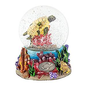 Turtles Underwater Figurine 100MM Water Globe Plays Tune by The Beautiful Sea