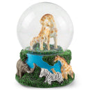 Giraffes Zebras and Elephants 100MM Music Water Globe Plays Tune Born Free