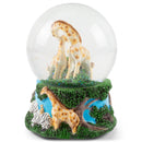 Giraffes Zebras and Elephants 100MM Music Water Globe Plays Tune Born Free