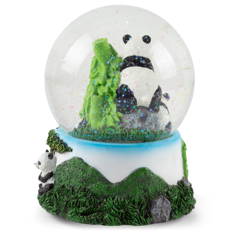 Playful Panda Bears Figurine 100MM Water Globe Plays Tune Born Free